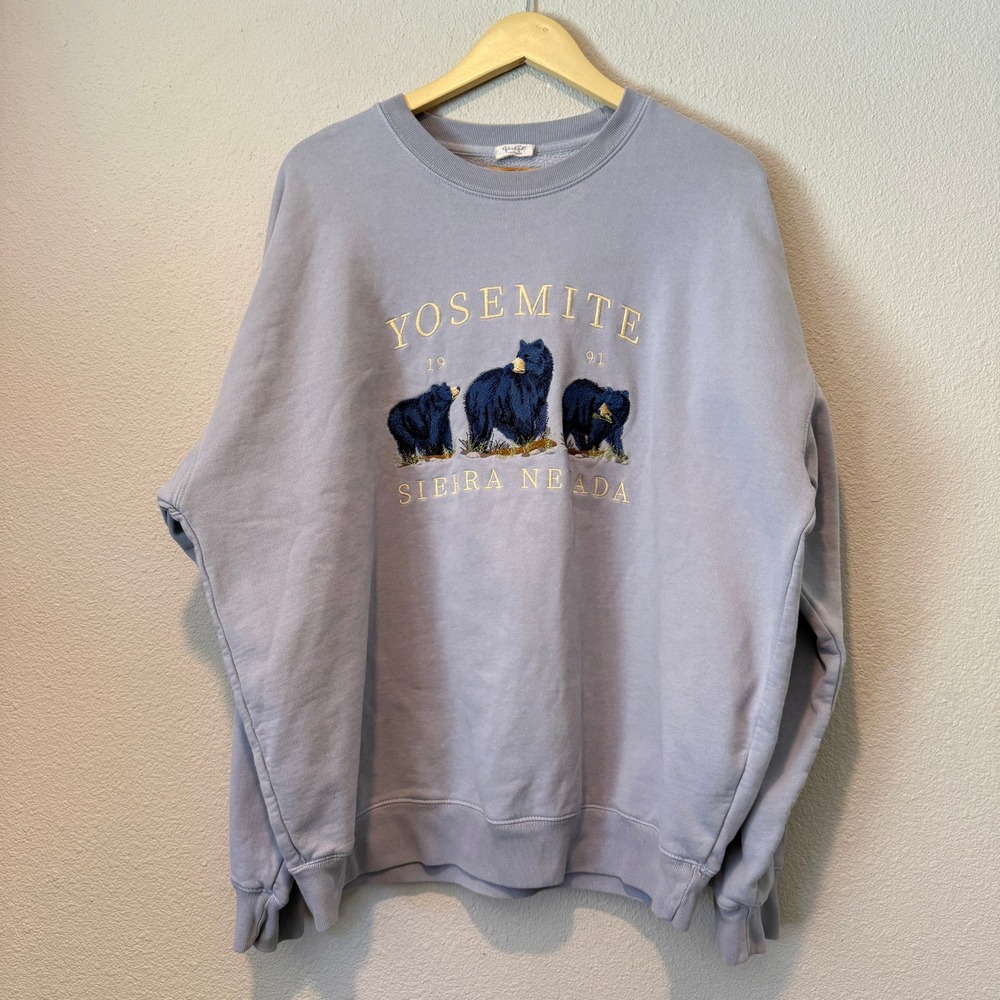 John Galt Brandy Melville Yosemite Sierra Nevada Bear Embroidered Sweatshirt
